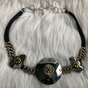 Black and Silver-tone & Gold-tone Accent Belt